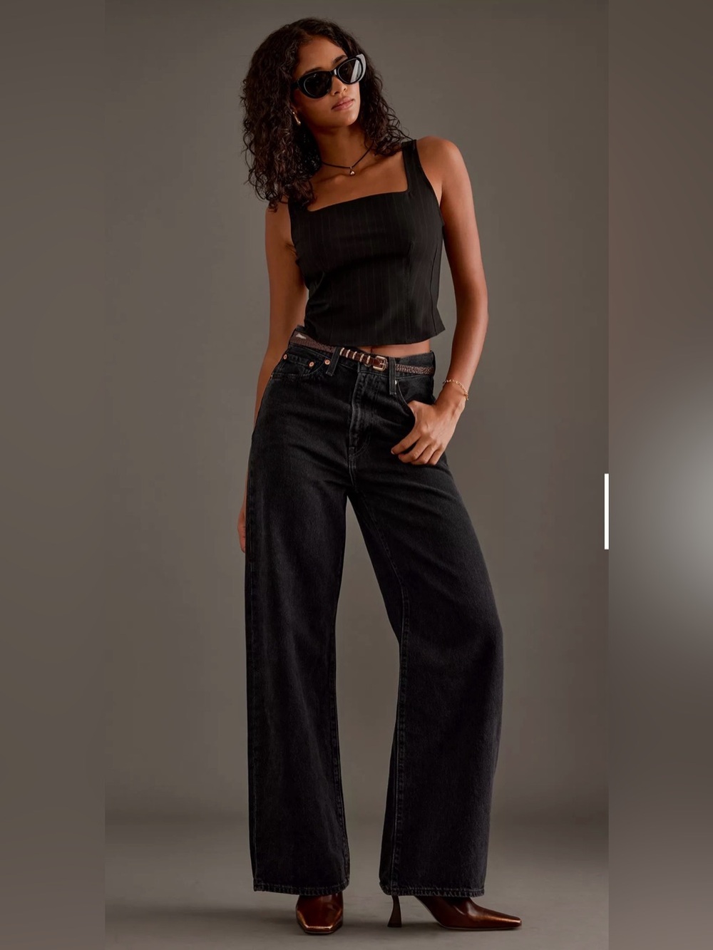 SAMSOE SAMSOE Salot pinstriped crop top, Size M